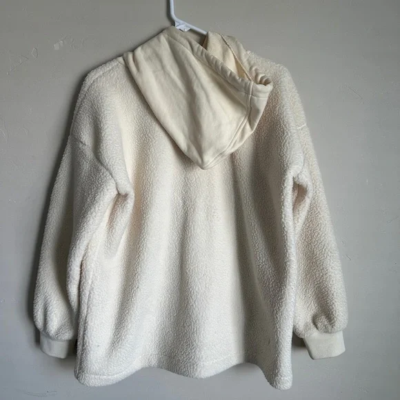 Madewell Sherpa Fleece Hoodie Pullover – Cream/Ivory Cozy Sweatshirt Size S - Picture 5 of 5